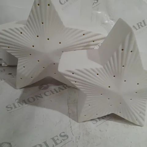 BOXED K BY KELLY HOPPEN SET OF LARGE PORCELAIN LIGHT UP WHITE STARS