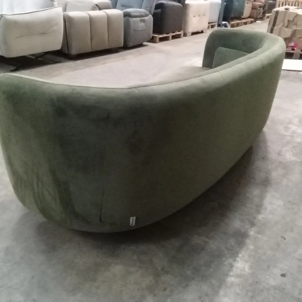 DANETTI HENRY OLIVE GREEN VELVET 3 SEATER SOFA RRP £1499