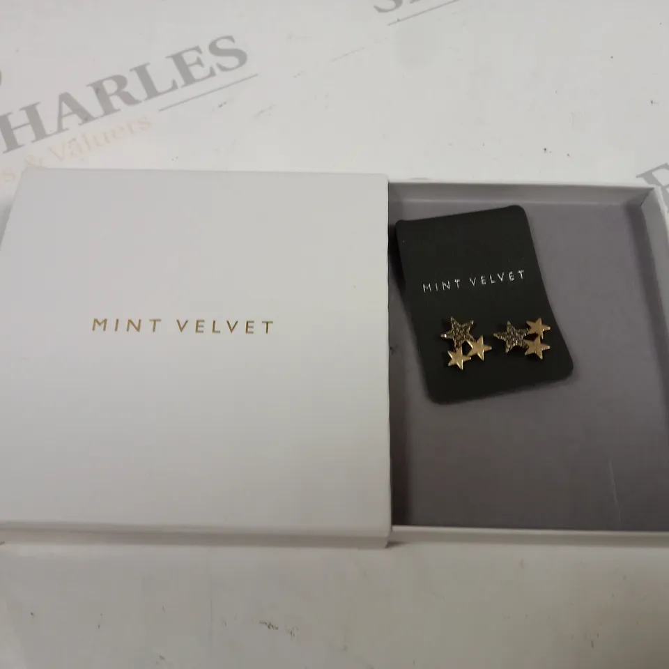 BOXED MINT VELVET GOLD TONE STAR STUD EARRINGS