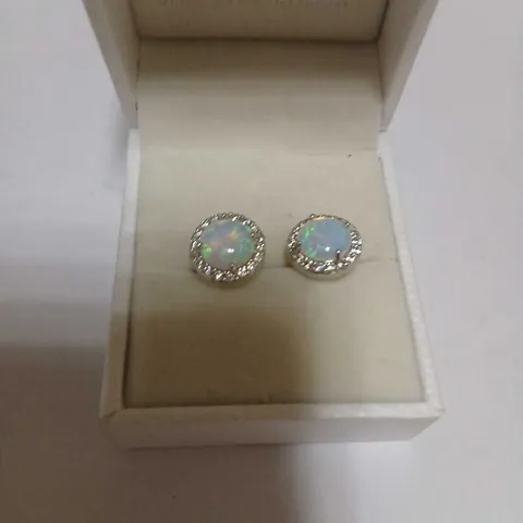 DIAMONIQUE 0.36CT TW OPAL STUD EARRINGS STERLING SILVER 