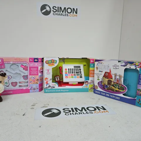BOX OF APPROXIMATELY 10 ASSORTED TOYS INCLUDING BUY ME ELECTRONIC CASH REGISTER, CREATE YOUR OWN FAIRY LAND AND UNIQUE BOUTIQUE MAKEUP COLLECTION