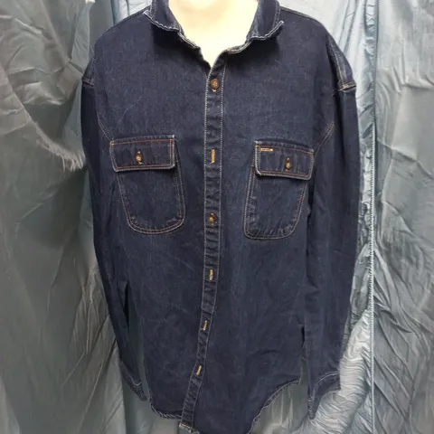 JASPER CONRAN DOUBLE POCKET DENIM SHIRT IN BLUE - XL