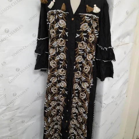 SIYA AIDA TASSAL DRESS IN BLACK SIZE L
