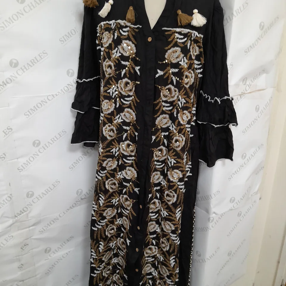 SIYA AIDA TASSAL DRESS IN BLACK SIZE L
