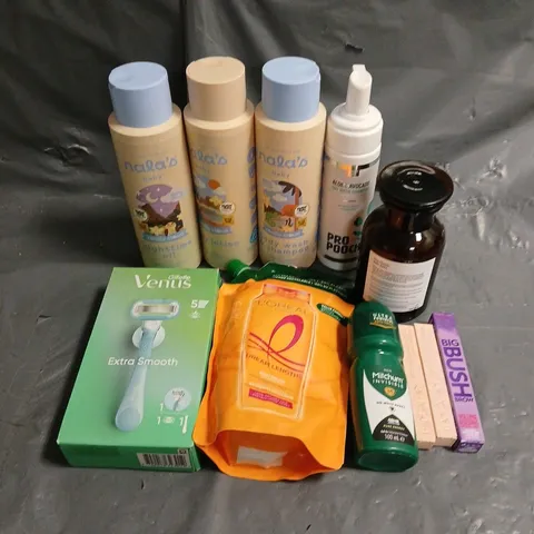 APPROXIMATELY 20 ASSORTED HEALTH & BEAUTY PRODUCTS TO INCLUDE NALA'S BABY BODY WASH & SHAMPOO, GILLETTE VENUS RAZOR, MITCHUM DEODORANT, ETC