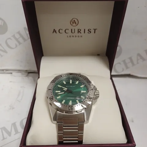 BOXED ACCURIST WATCH - ALL STAINLESS STEEL - JAPAN MOVEMENT - WATER RESISTANT 200M.