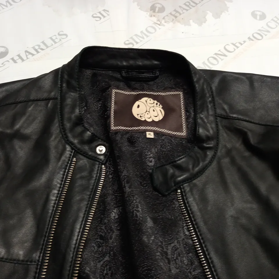 PRETTY GREEN LEATHER LOOK ZIP THROUGH JACKET - XL