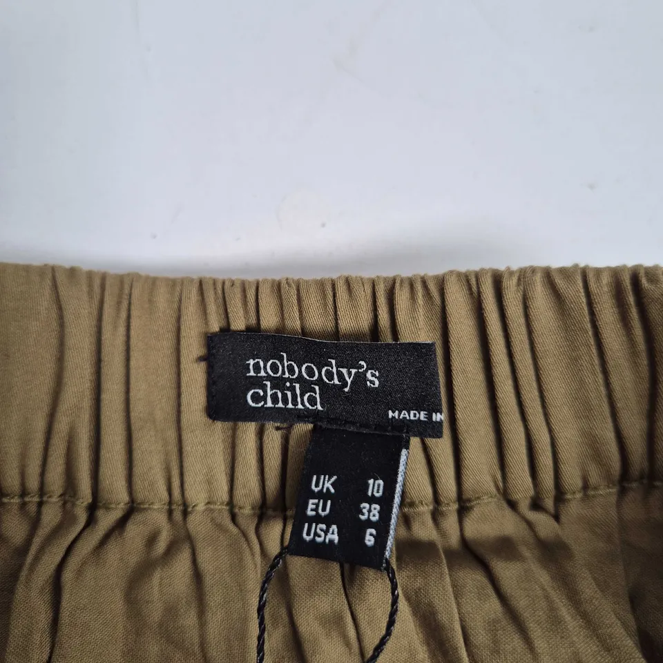 NOBODY'S CHILD SINTRA MIDI SKIRT – TAN WITH EMBROIDERED HEM, UK 10