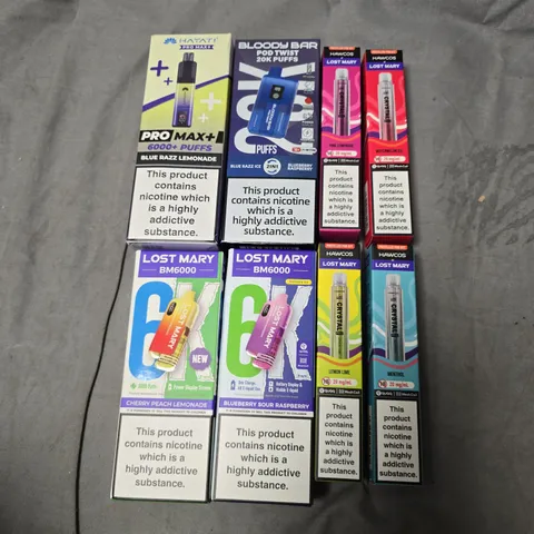 TOTE OF APPROXIMATEY 20 ASSORTED E-CIGARETTES TO INCLUDE - LOST MARY - BLOODY BAR - HAYATI - ETC