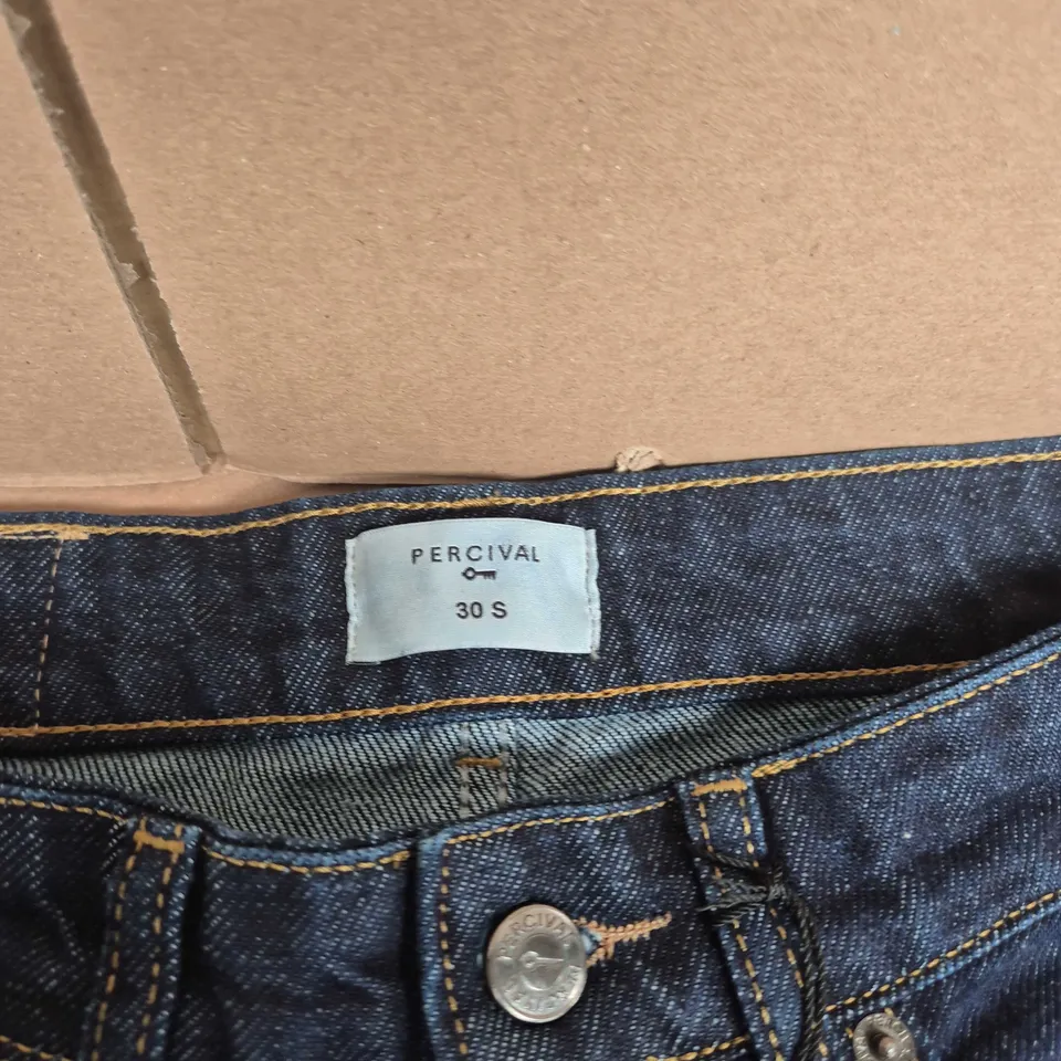 PERCIVAL DARK INDIGO STRAIGHT-LEG DENIM JEANS, UK 30 (30S)