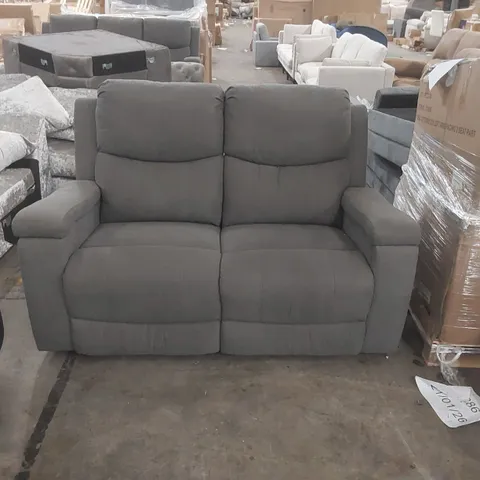 QUALITY DESIGNER 2 SEATER FABRIC UPHOLSTERED MANUAL RECLINER SOFA