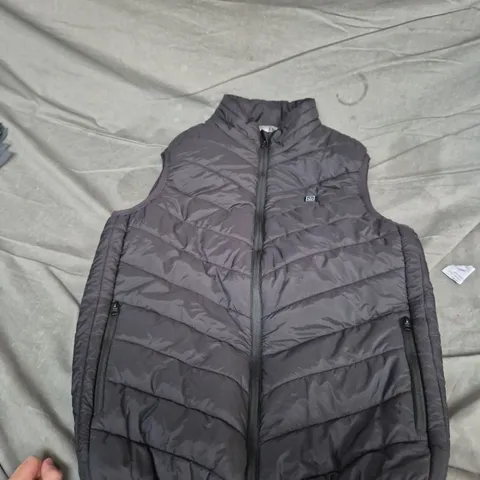 DARK GREY QUILTED PADDED GILET WITH FULL-LENGTH ZIP SIZE M