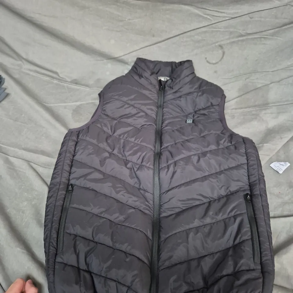 DARK GREY QUILTED PADDED GILET WITH FULL-LENGTH ZIP SIZE M