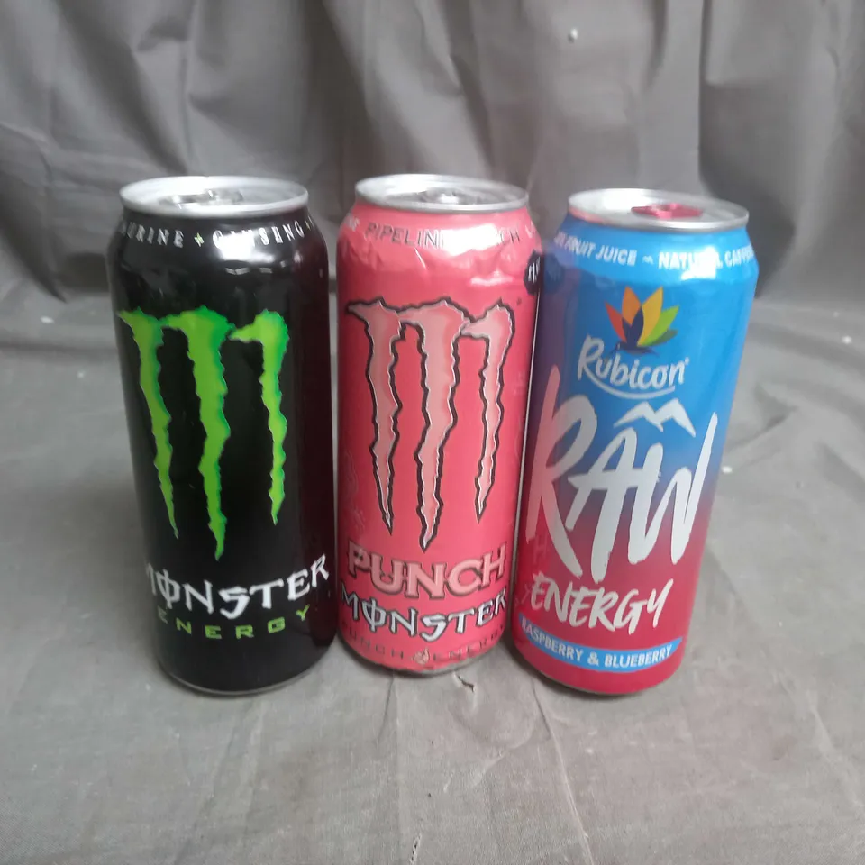 APPROXIMATELY 10 ASSORTED FOOD AND DRINK ITEMS TO INCLUDE MONSTER AND RUBICON - COLLECTION ONLY