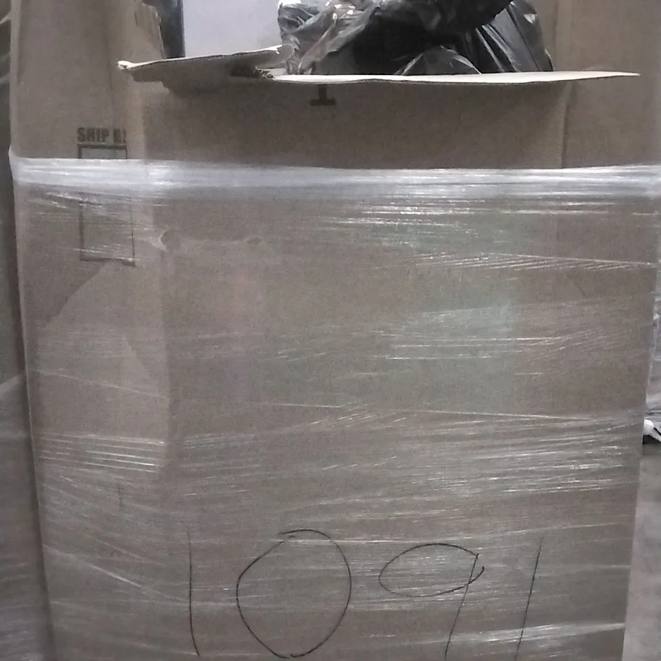PALLET OF ASSORTED ITEMS INCLUDING OFFICE CHAIR, MATTRESS, DESK, NEWDAY CEILING FAN, FANQUARE 18PCS PLATE SET