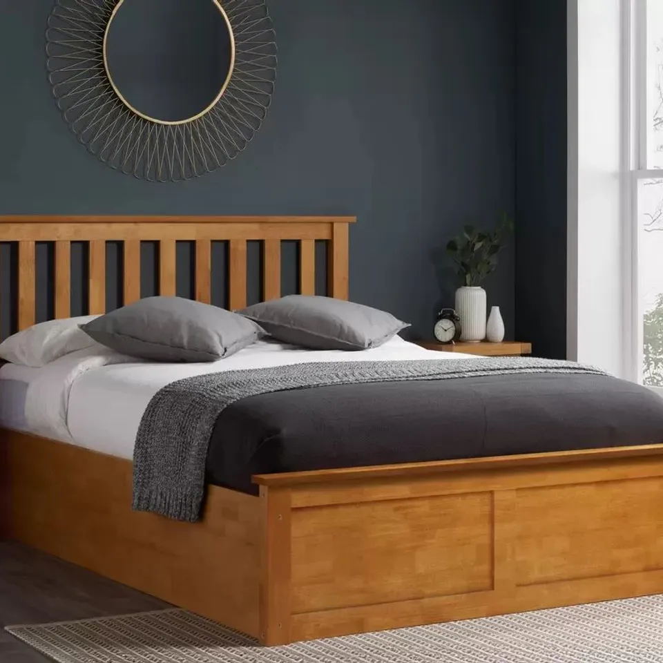 BOXED BIRLEA 135CM PHOENIX OTTOMAN BED//SIZE: DOUBLE - OAK (2 BOXES)