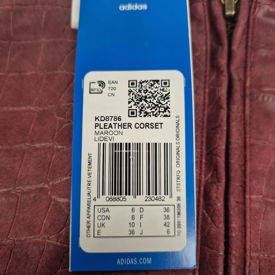 ADIDAS PLEATHER CORSET – MAROON, WOMEN'S UK 10