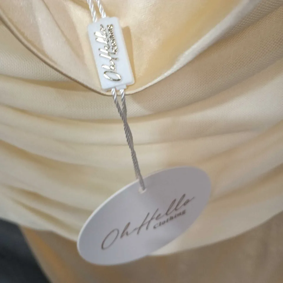 OH HELLO COUTURE CHAMPAGNE SATIN DRAPED EVENING DRESS - WOMEN'S SIZE S 