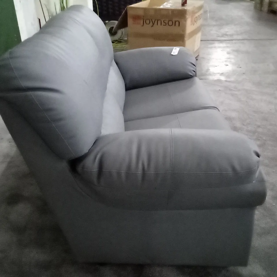 QUALITY DESIGNER 2 SEATER SOFA - DARK GREY LEATHER