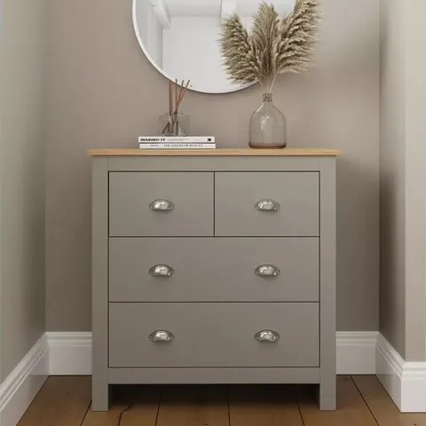 BOXED GFW LANCASTER 4 DRAWER CHEST - GREY (1 BOX)
