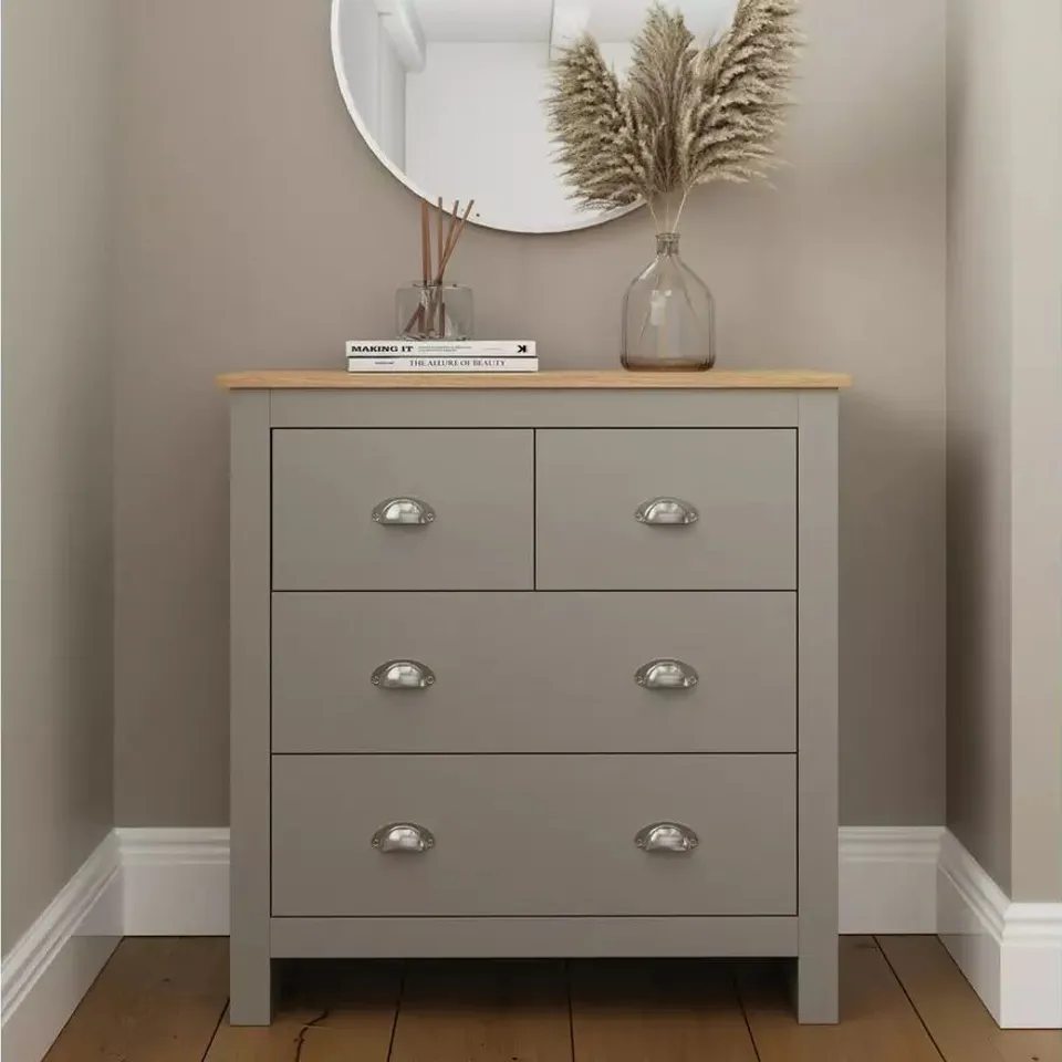 BOXED GFW LANCASTER 4 DRAWER CHEST - GREY (1 BOX)