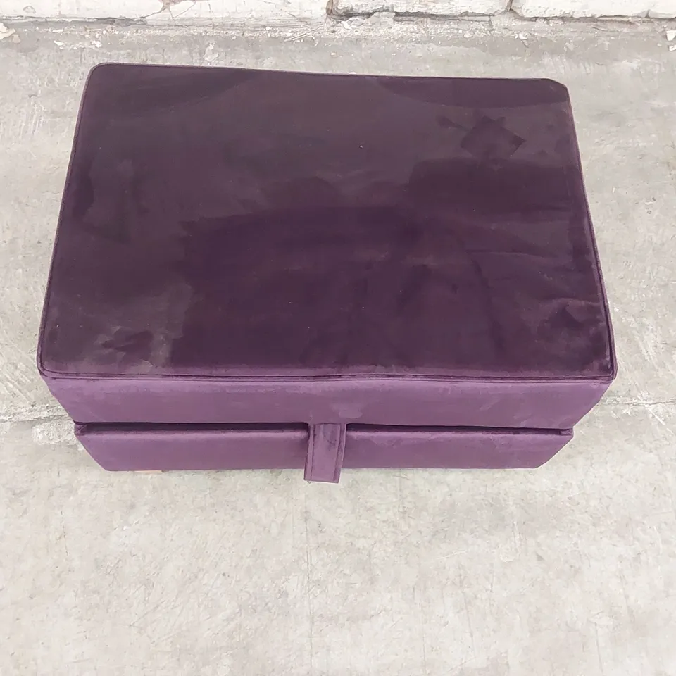 QUALITY DESIGNER PURPLE VELVET STORAGE OTTOMAN