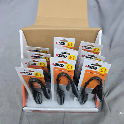 12 X OBJECT LED CLIP BOOK LIGHTS