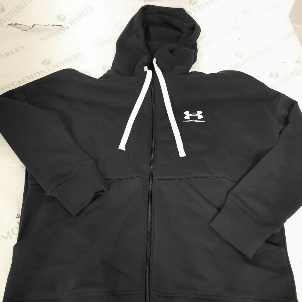 UNDER ARMOUR BLACK ZIP UP HOODIE - SMALL