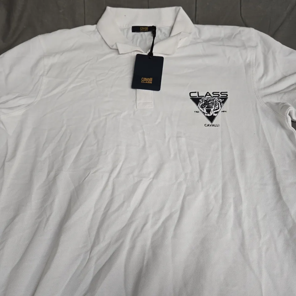 CAVALLI POLO SHIRT IN WHITE SIZE M