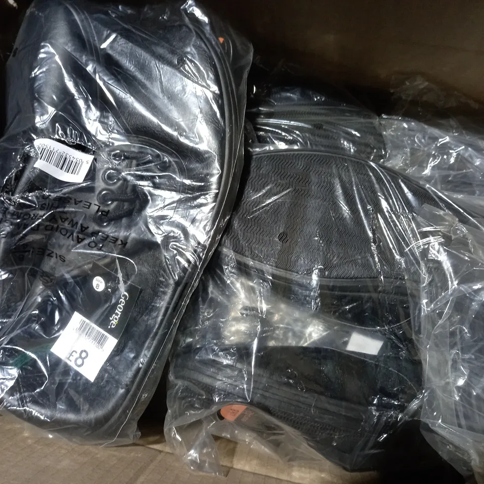 APPROXIMATELY 15 PAIRS OF BLACK FLAT SHOES TO INCLUDE SIZE 8 