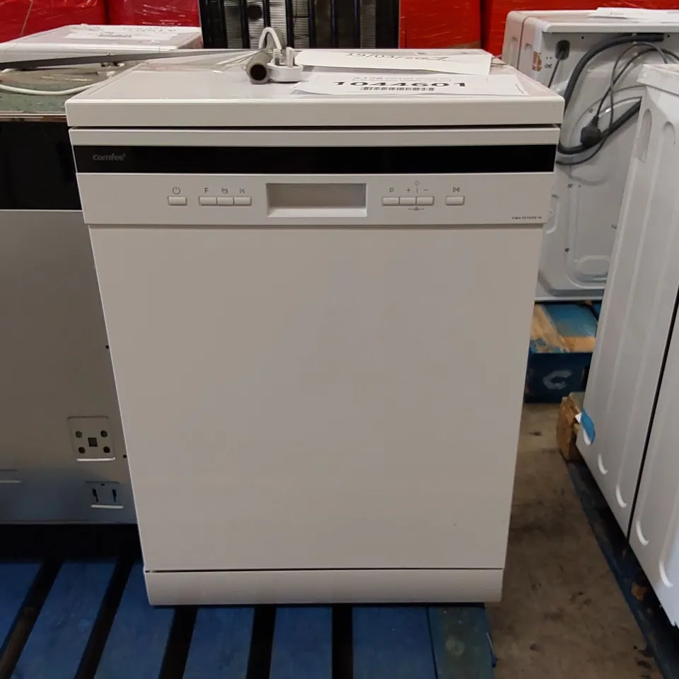 COMFEE' FREESTANDING DISHWASHER FD1435E-W WITH 14 PLACE SETTINGS, FULL SIZE, 44DB, WIDE LED DISPLAY, DELAY START, HALF LOAD FUNCTION, FLEXIBLE RACKS, WHITE
