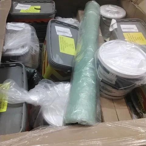 PALLET OF ASSORTED DIY, HOME IMPROVEMENT AND BUILDING PRODUCTS TO INCLUDE; POTHOLE REPAIR, EASY FIX MORTAR, BUBBLE WRAP, PANELLING ETC
