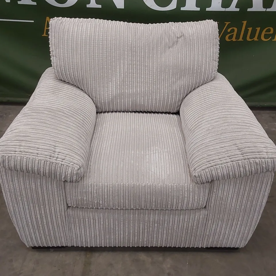 DESIGNER CORDUROY FABRIC UPHOLSTERED ARMCHAIR