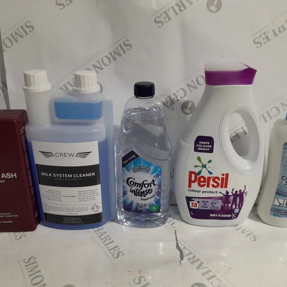 BOX OF APPROX 10 ASSORTED ITEMS TO INCLUDE - PERSIL COLOUR PROTECT - COMFORT INTENSE - TALLOW + ASH LAUNDRY CONDITIONER ECT