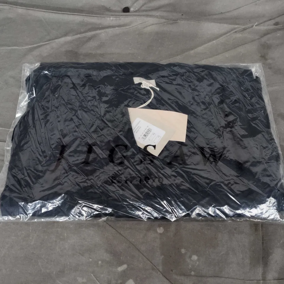 BAGGED JIGSAW LINEN CHANNEL MIDI DRESS – NAVY, UK 16 (US 12, EU 44)