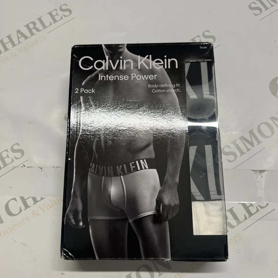 CALVIN KLEIN INTENSE POWER 2PC TRUNKS IN BLACK/WHITE SIZE L