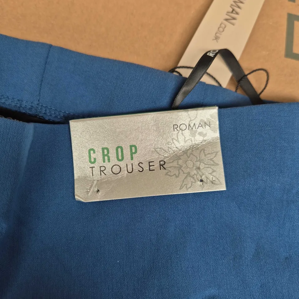 ROMAN CROP TROUSERS – PETROL BLUE, UK 12 (US 8 / EU 40)