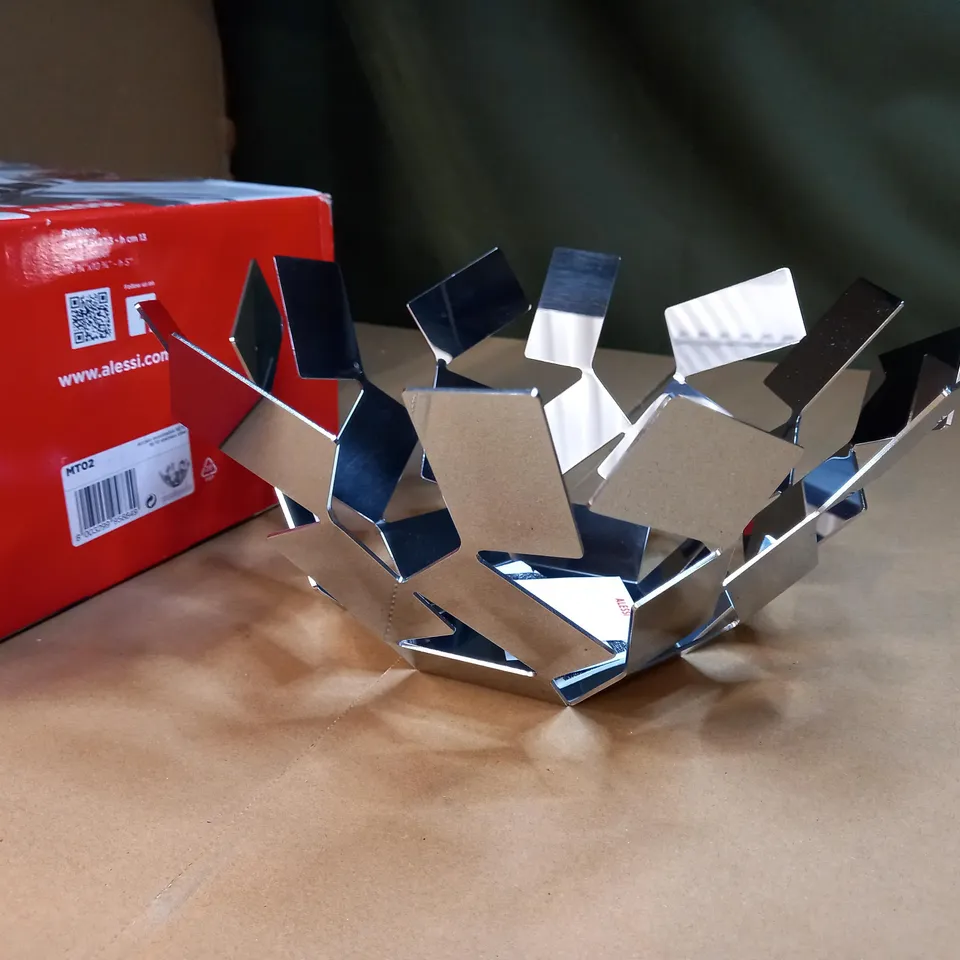 BOXED ALESSI MIRRORED METAL FRUIT HOLDER