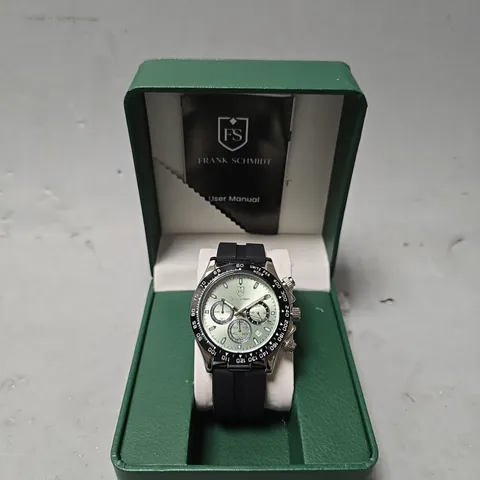 FRANK SCHMIDT WATCH – MULTI FUNCTION SUB DIALS WITH DATE – HQ RUBBER SPORTS STRAP – 3ATM WATER RESISTANT – GIFT BOX INCLUDED