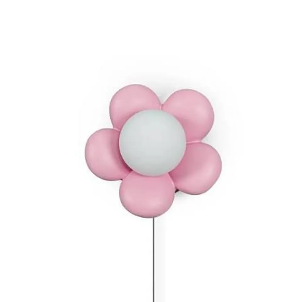 BOXED FLOWER FABRIC PLUG IN WALL LIGHT - PINK