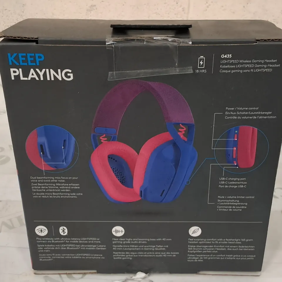 BOXED LOGITECH G435 LIGHTSPEED WIRELESS GAMING HEADSET