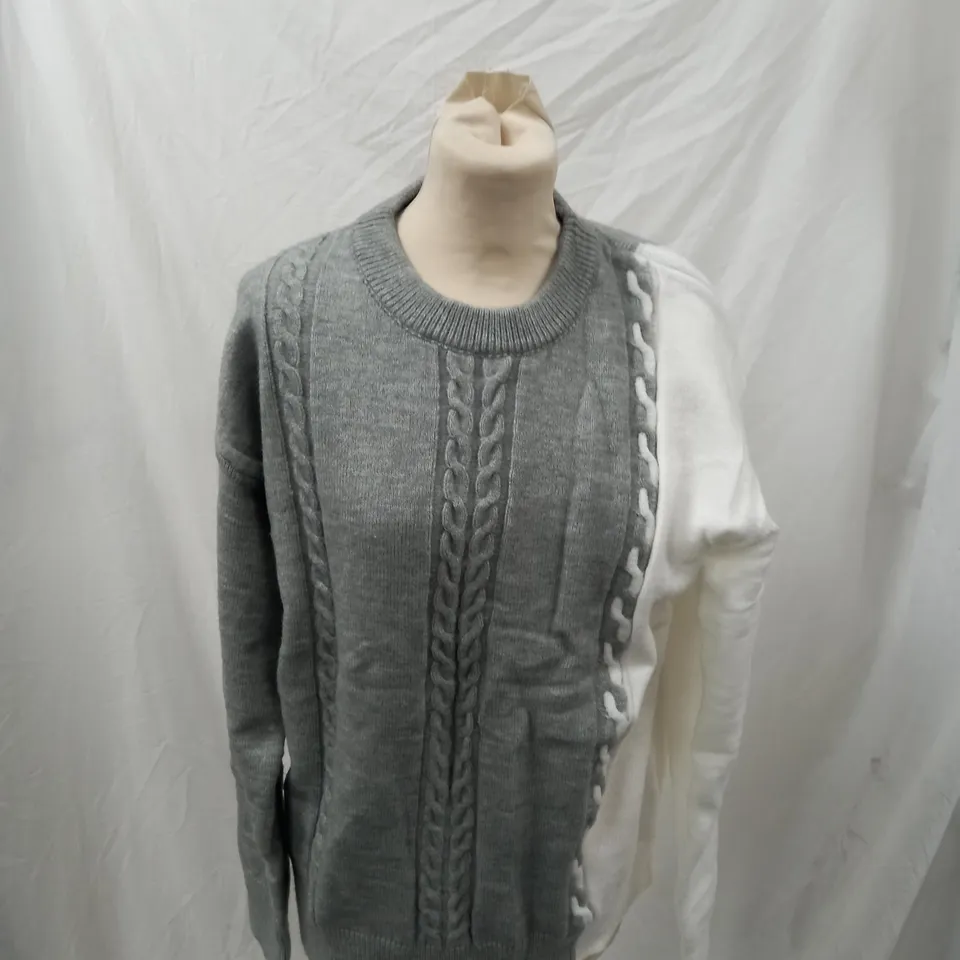 ZAFUL MENS FLUFFY JUMPER GREY & WHITE 
