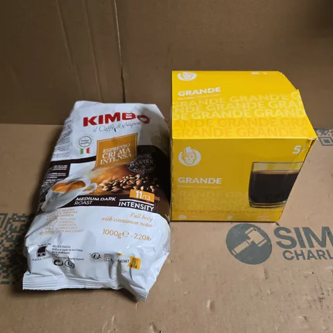 2 X COFFEE PRODUCTS TO INCLUDE GRANDE COFFEE PODS & KIMBO 