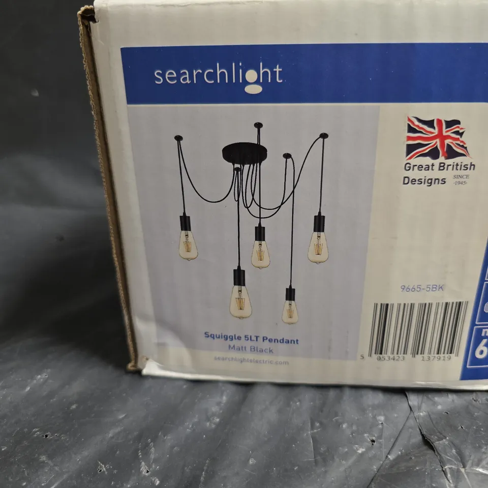 SEARCHLIGHT SQUIGGLE 5LT PENDANT - MATT BLACK (BOXED)