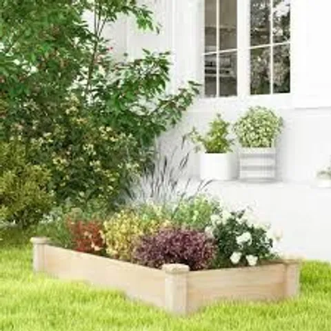 BOXED COSTWAY RECTANGULAR WOODEN RAISED GARDEN BED