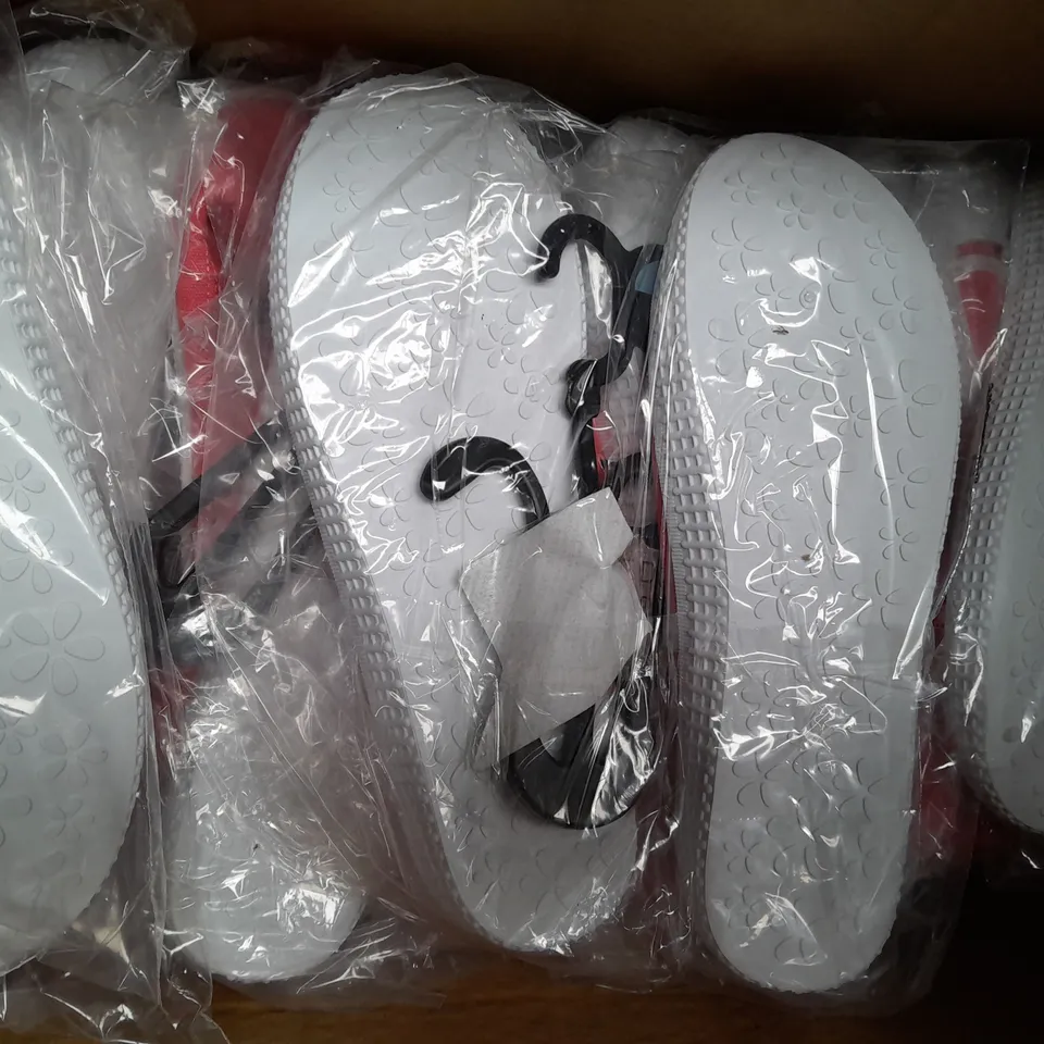 BOX OF APPROXIMATELY 15 PAIRS OF DESIGNER FLAT LACE UP SHOES IN PINK - VARIOUS SIZES