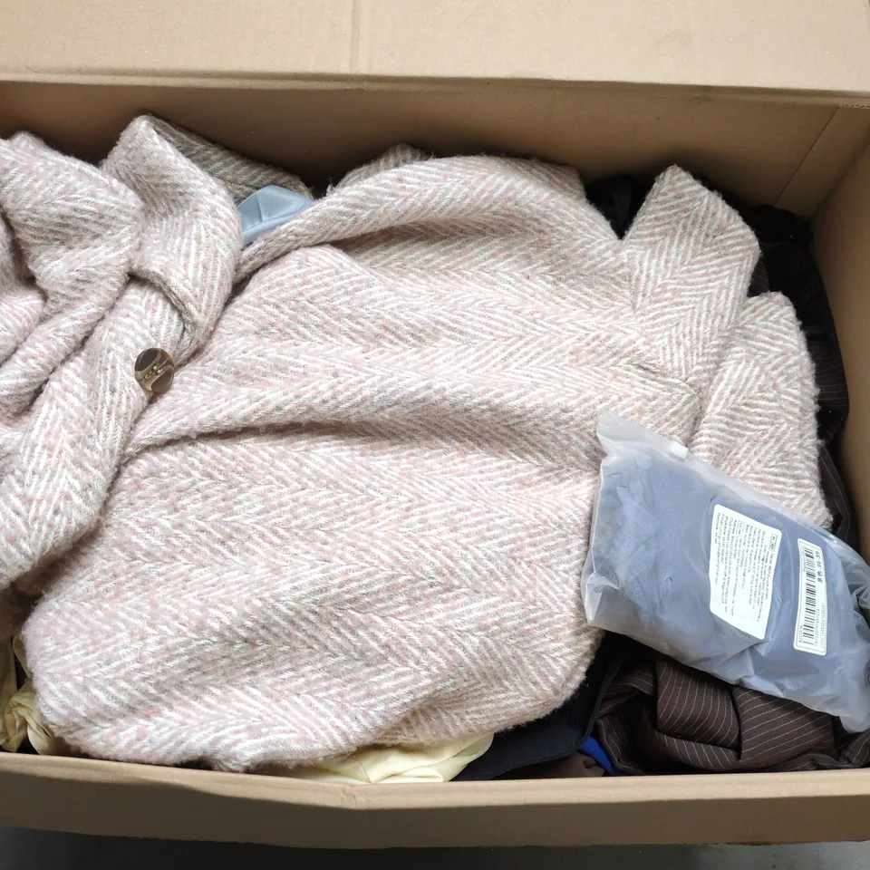 APPROXIMATELY 25 ASSORTED CLOTHING PRODUCTS IN VARIOUS STYLES & SIZES TO INCLUDE PANTS, T-SHIRTS, DRESSES ETC