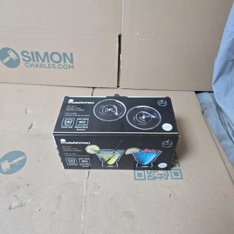 MASTERPRO DOUBLE-WALL MARTINI GLASSES, SET OF 2 – BOXED