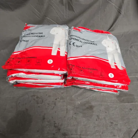 LOT OF 9 XIAN WANLI DISPOSAPLE PROTECTIVE COVERALLS IN WHITE SIZE S