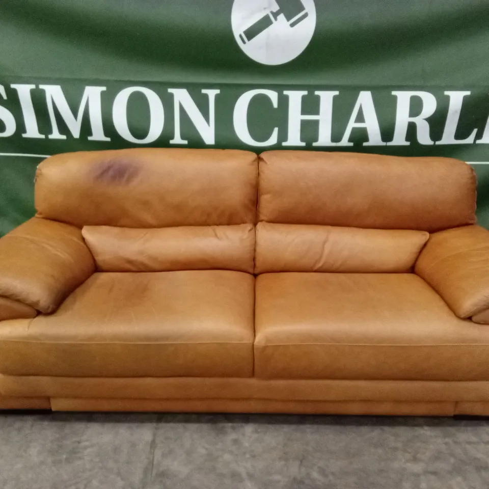 QUALITY DESIGNER ITALIAN MADE BRUNELLO LARGE 3 SEATER LEATHER SOFA - TAN